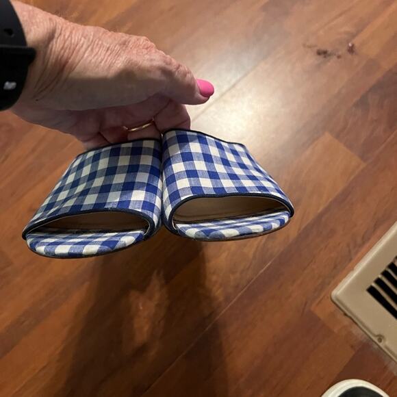 J crew blue white gingham checked all day mule heel slide shoes size 7.5 - Picture 5 of 9